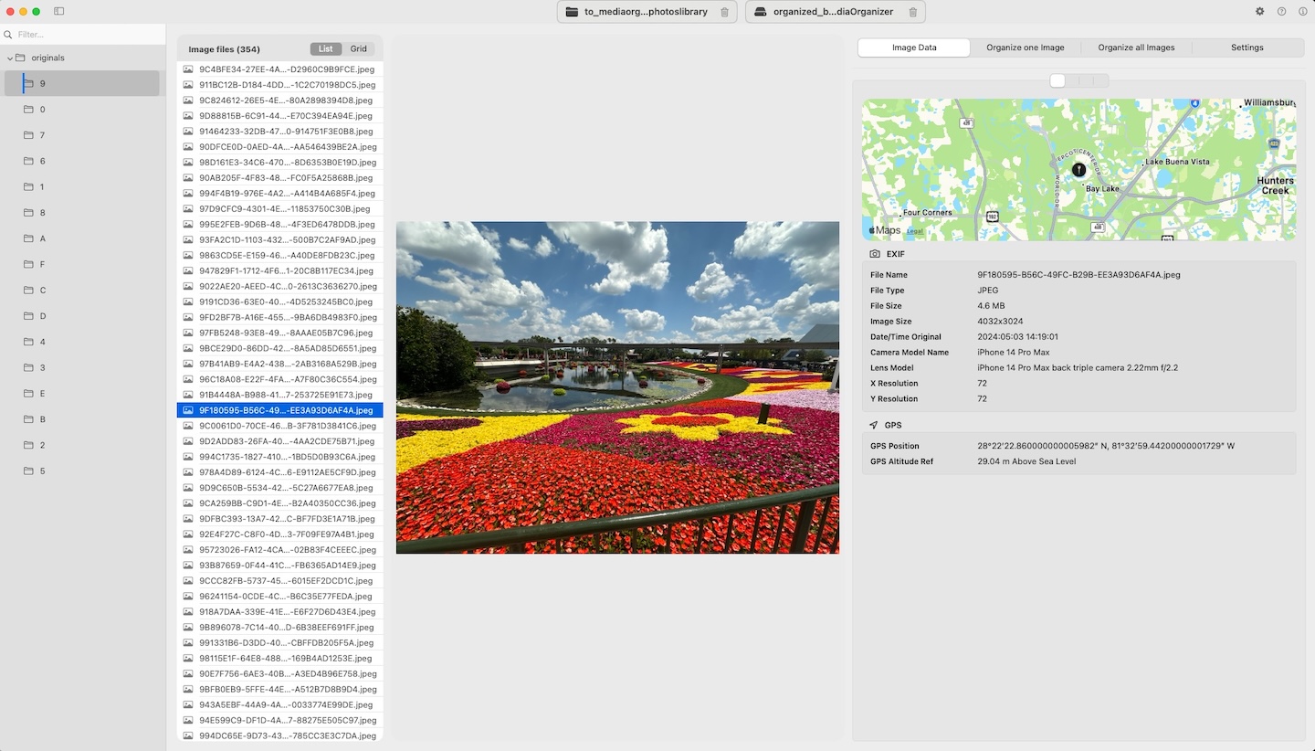 MediaOrganizer main window on macOS